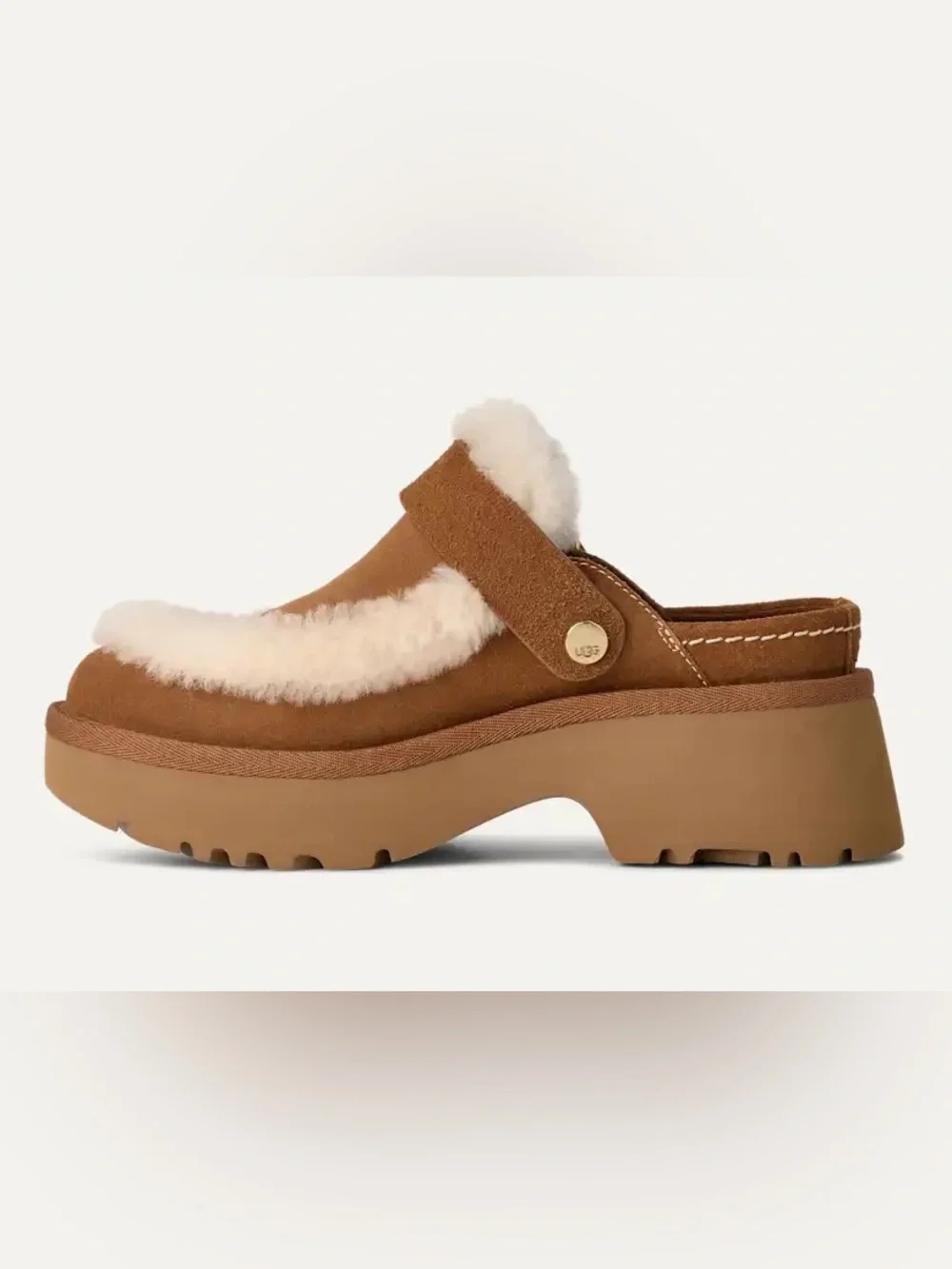 UGG Esmee clog Shearling-Trim Slingback NEW color chestnut - Picture 3 of 13